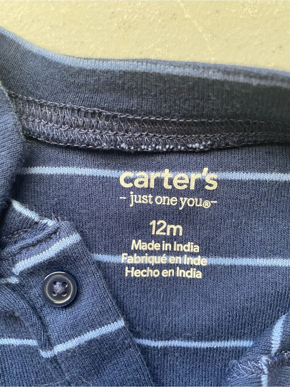 Carter's Just One You Striped Henley Polo Bodysuit Car 12 Months